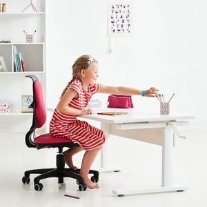 Bureau enfant réglable blanchi/métallique FLEXA
