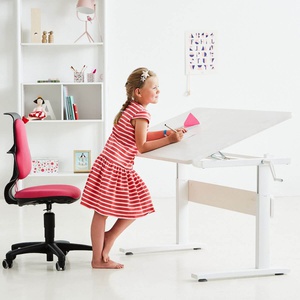 Bureau enfant réglable blanchi/métallique FLEXA
