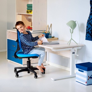Bureau enfant réglable blanchi/métallique FLEXA