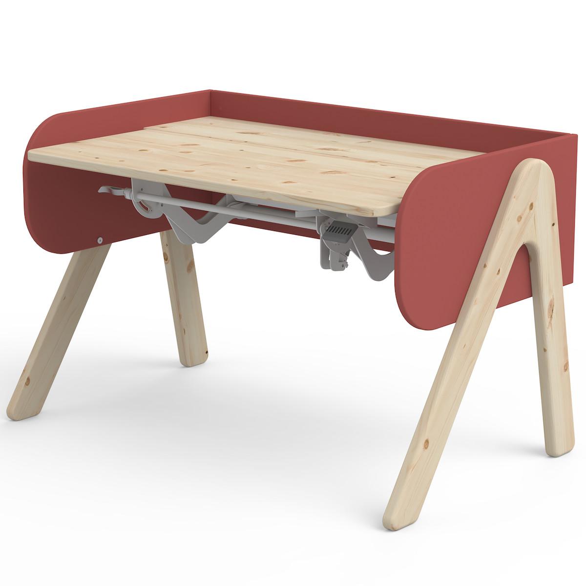 Bureau évolutif enfant WOODY Flexa clear lacquer-misty rose 