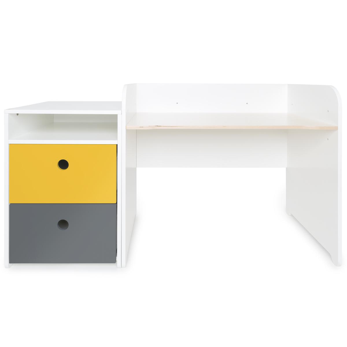 Bureau évolutif-petit meuble 2 tiroirs COLORFLEX Abitare Kids nectar yellow-space grey