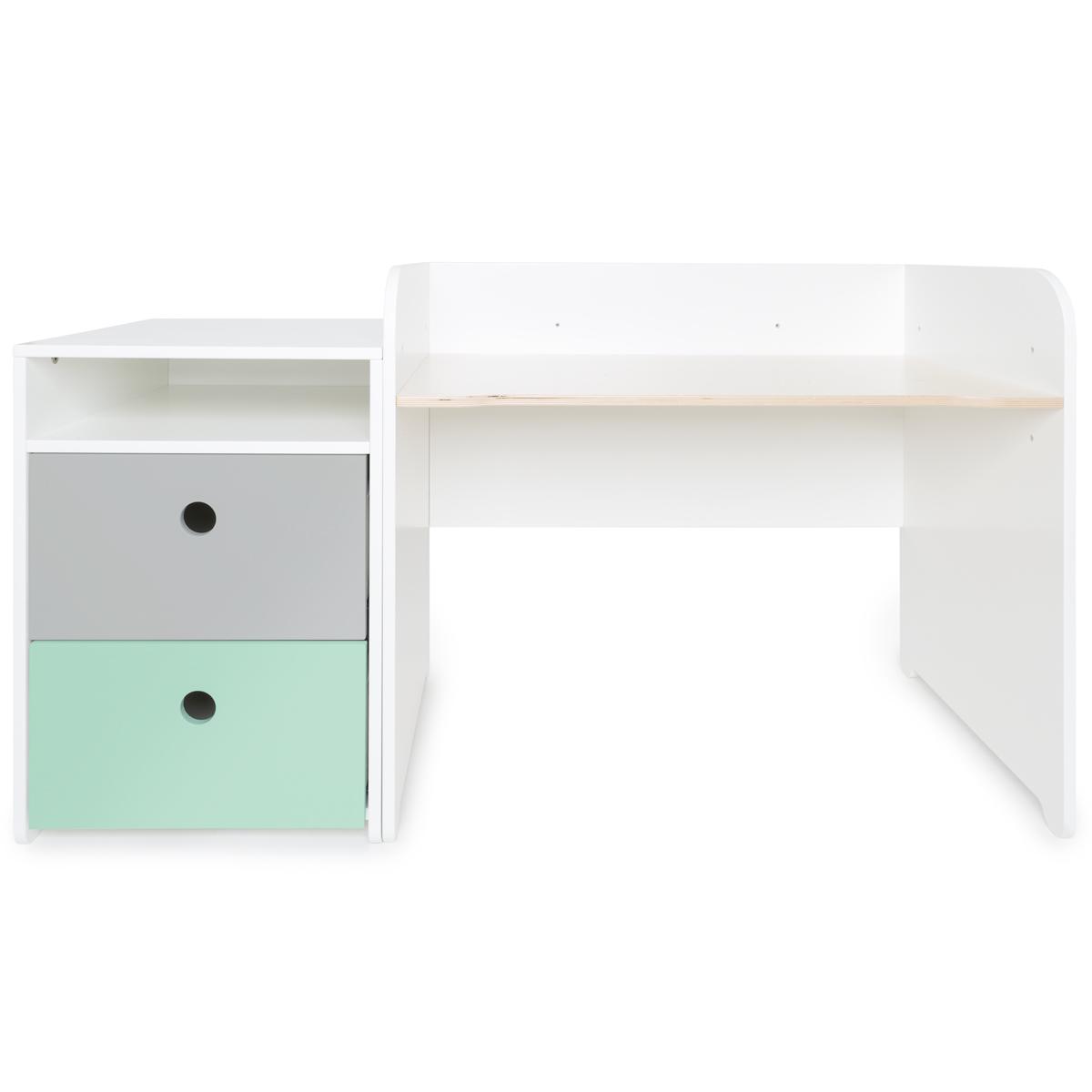 Bureau évolutif-petit meuble 2 tiroirs COLORFLEX Abitare Kids pearl grey-mint 