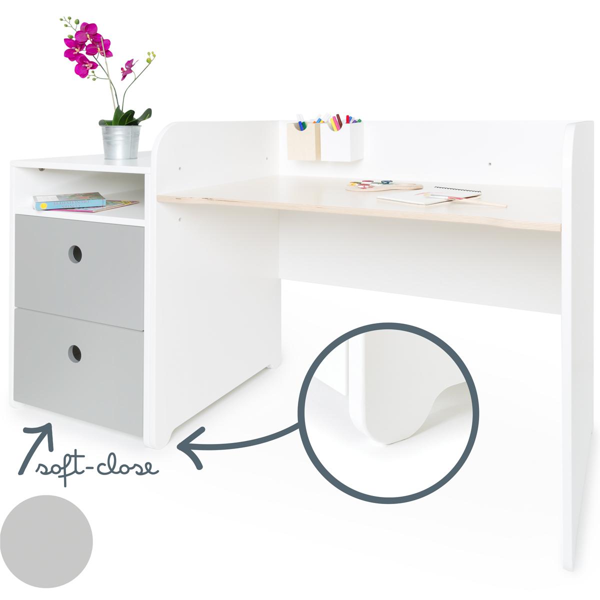 Bureau évolutif-petit meuble 2 tiroirs COLORFLEX Abitare Kids pearl grey 