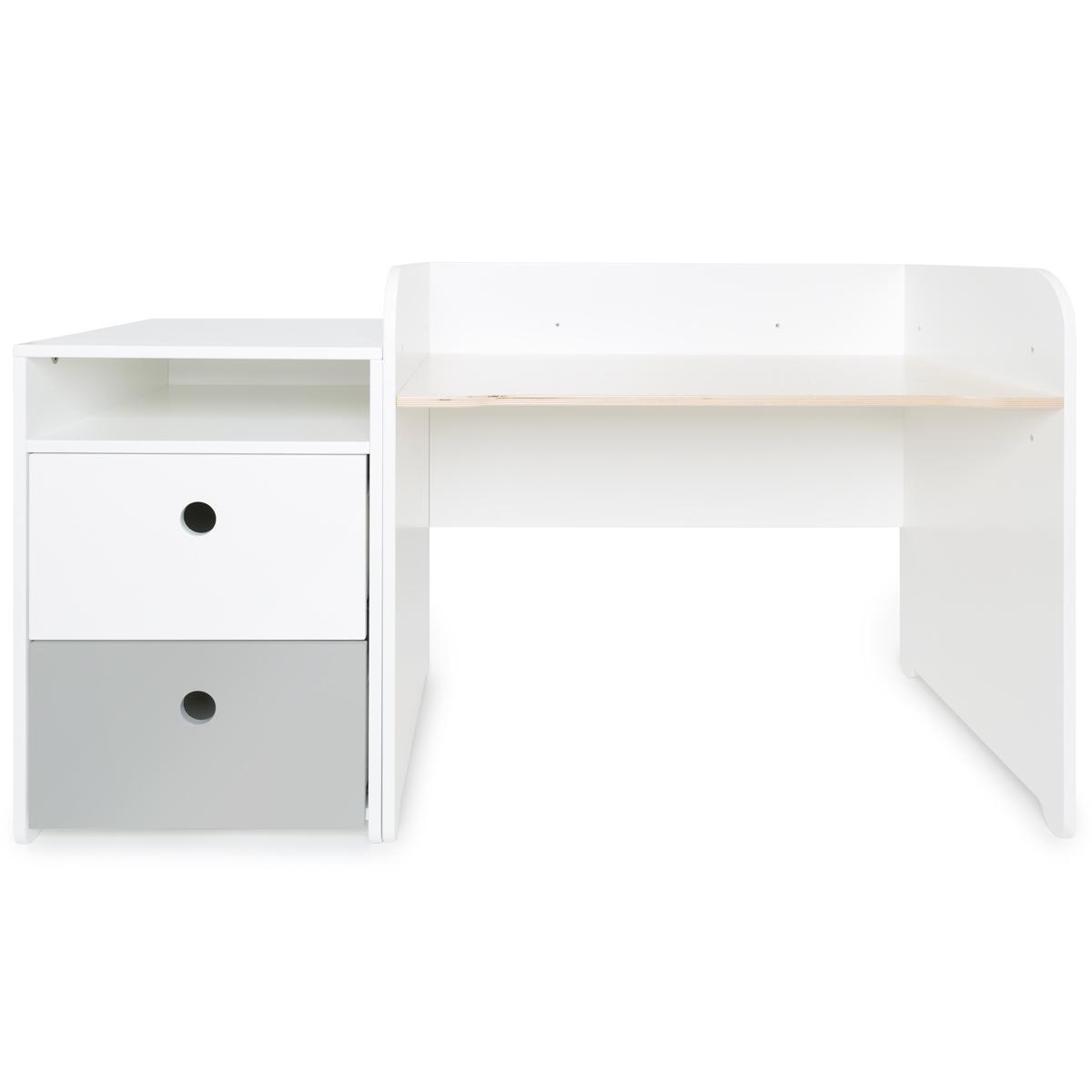 Bureau évolutif-petit meuble 2 tiroirs COLORFLEX Abitare Kids white-pearl grey 