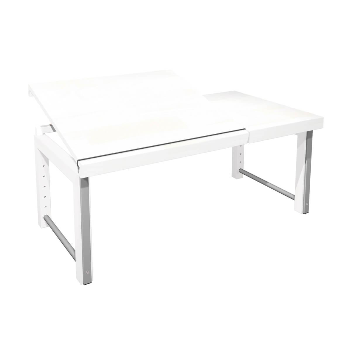 Bureau Ziggy de Breuyn en hêtre massif - plateau et pied blanc avec structure teinte métallique