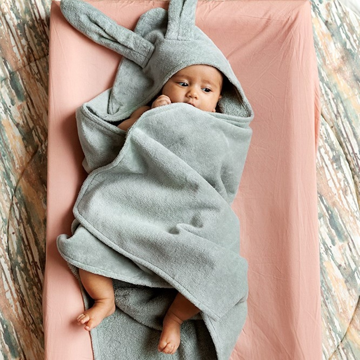Cape de bain Elodie Mineral Green Bunny