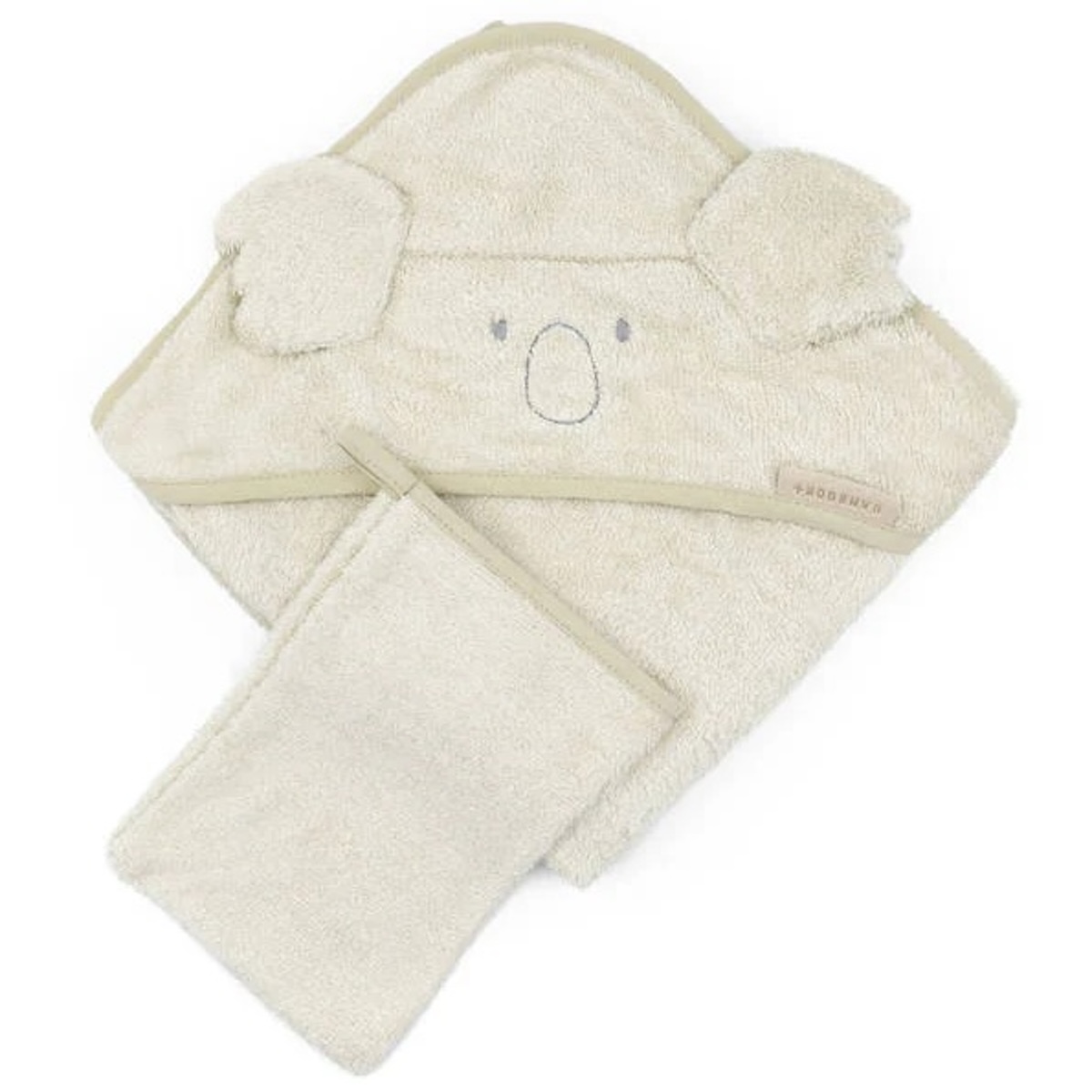 Cape de bain KOALA + Gants de toilettes 75x75cm Bamboom water peach