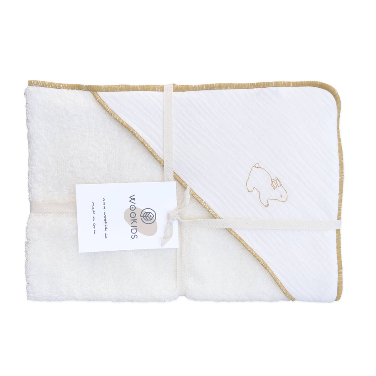 Cape de bain RABBITS brodée jaune 70x70cm