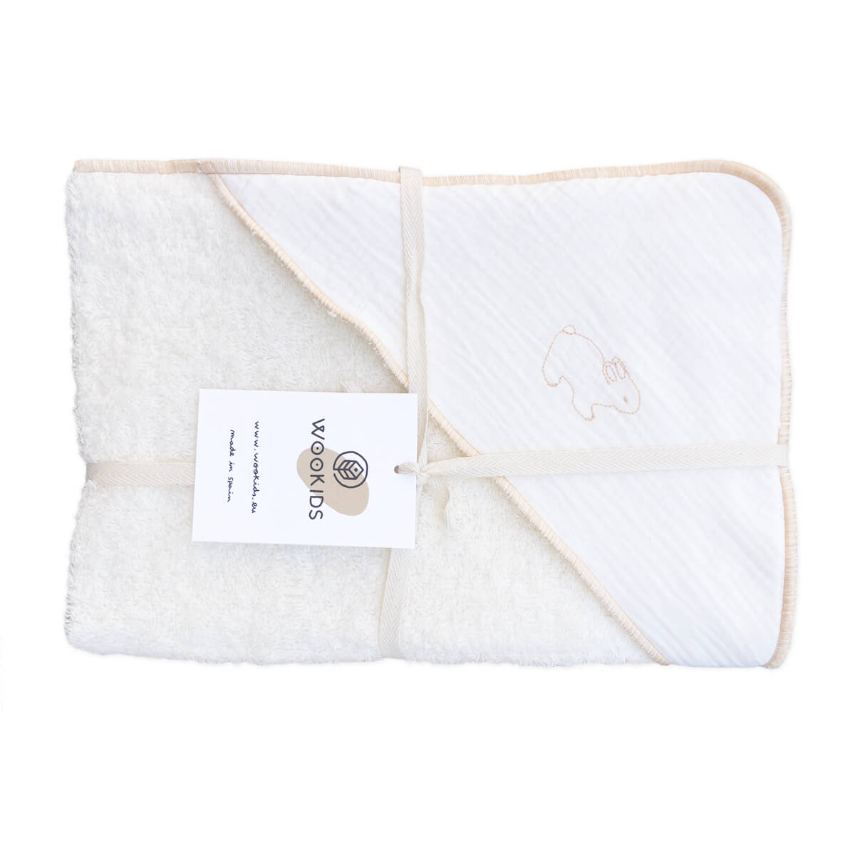 Cape de bain RABBITS brodée orange 70x70cm