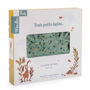 Cape de bain TROIS PETITS LAPINS Moulin Roty sauge
