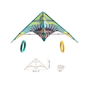 Schildkröt Stunt Kite 140, Cerf-Volant Acrobatique à Deux Lignes, +10 Ans, 74x140cm, avec Cordons en Polyester 25 KP, 2x30m sur Bobine Enrouleur