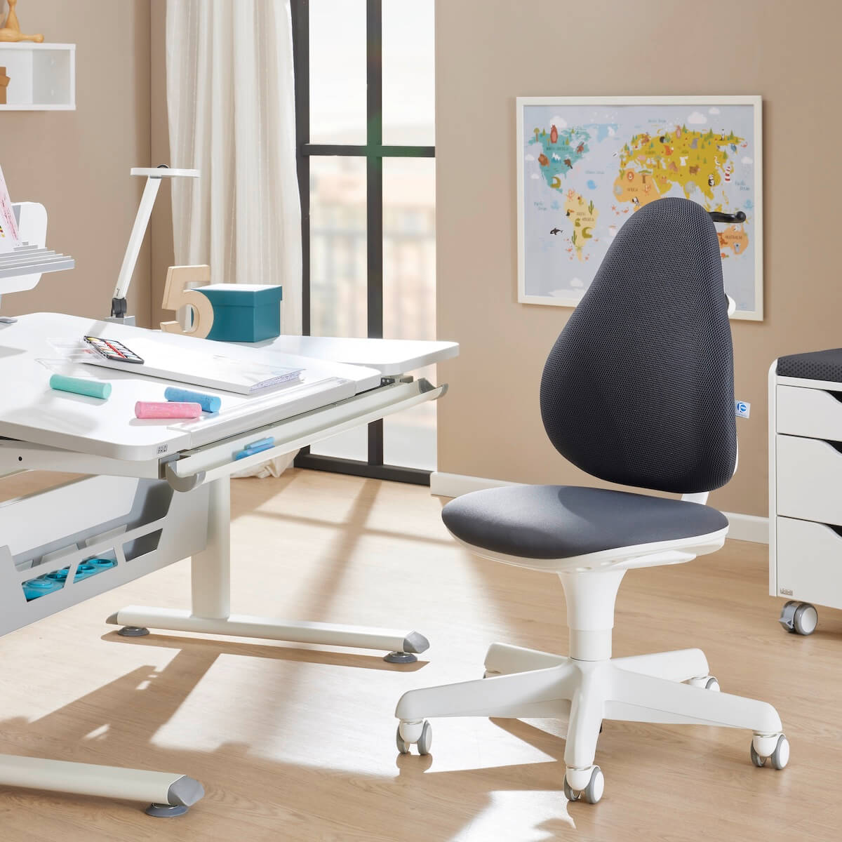 Chaise de bureau enfants-adolescents JOOKI Paidi bleu clair-blanc