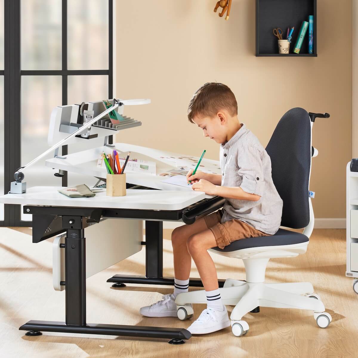Chaise de bureau enfants-adolescents JOOKI Paidi bleu clair-blanc