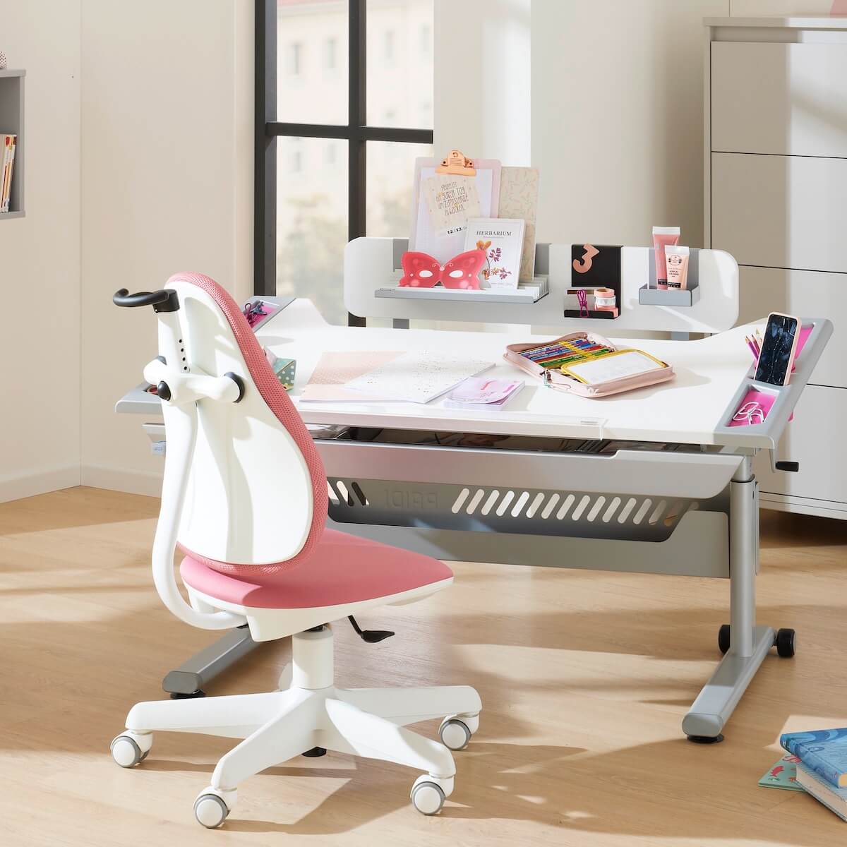 Chaise de bureau enfants-adolescents JOOKI Paidi framboise-blanc