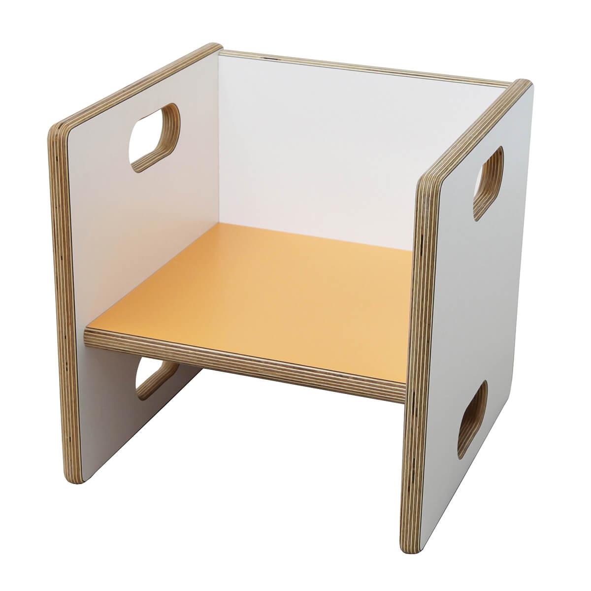 Chaise évolutive ZIGGY de Breuyn Multiplex corps blanc assise orange