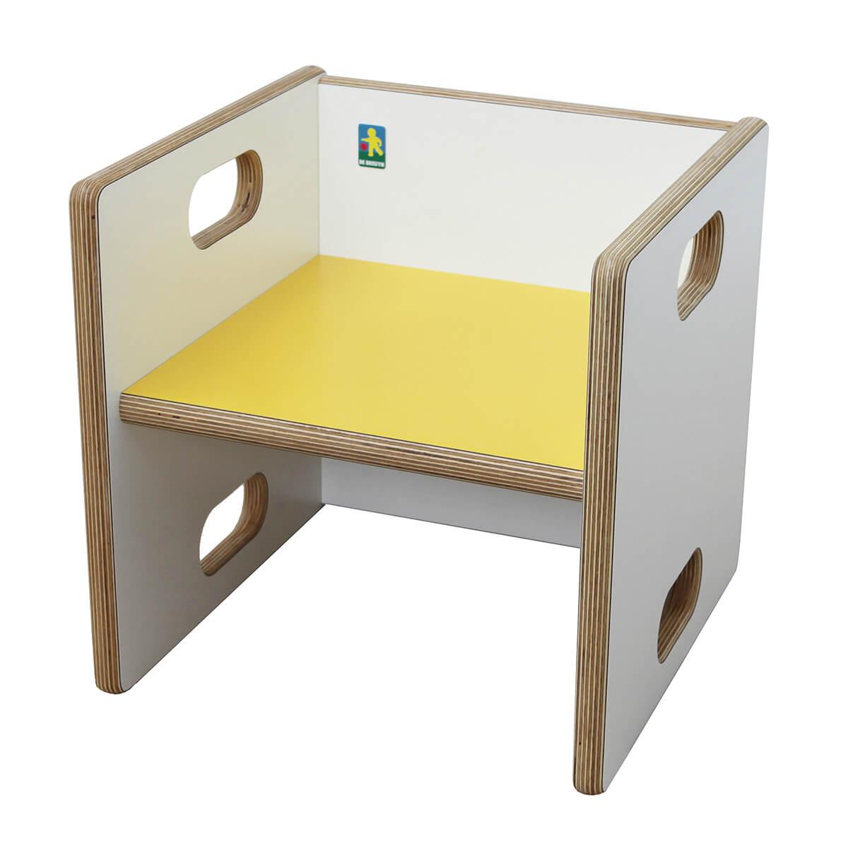 Chaise évolutive Ziggy de Breuyn Multiplex white HPL - seat yellow