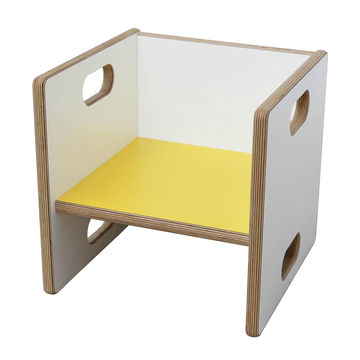 Chaise évolutive Ziggy de Breuyn Multiplex white HPL - seat yellow