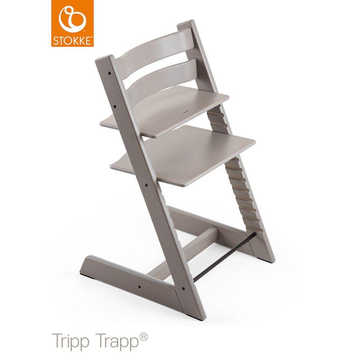Chaise haute chêne TRIPP TRAPP Stokke gris pâle