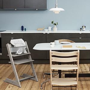 Chaise haute chêne TRIPP TRAPP Stokke gris pâle