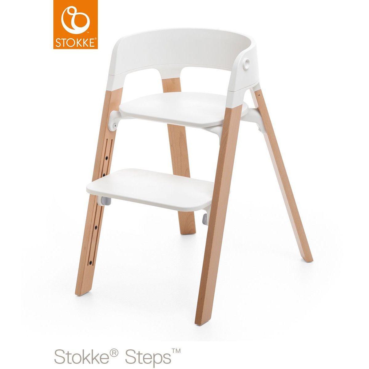 Chaise haute hêtre STEPS Stokke naturel-blanc