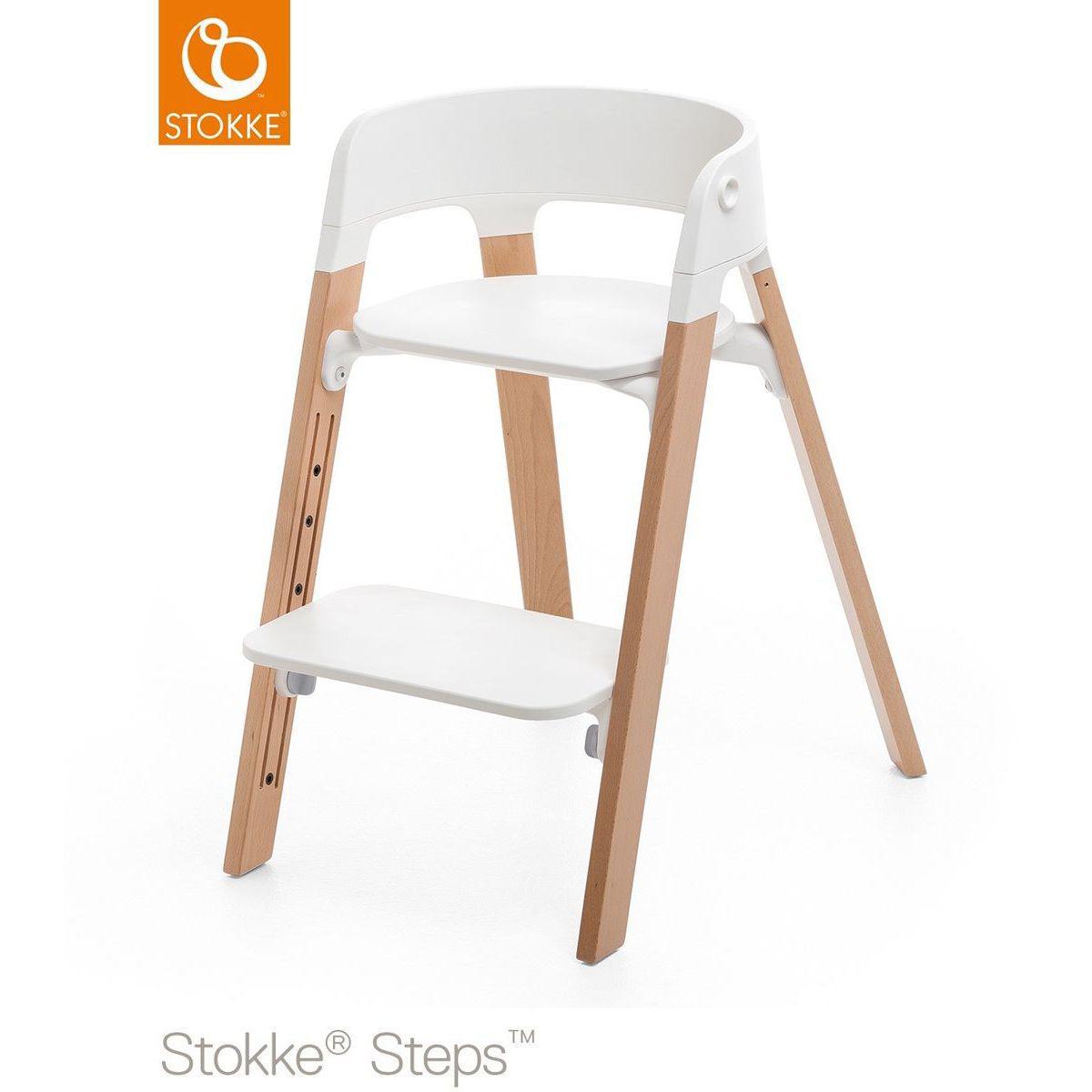Chaise haute hêtre STEPS Stokke naturel-blanc