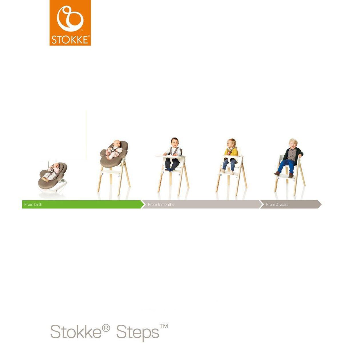 Chaise haute hêtre STEPS Stokke naturel-blanc