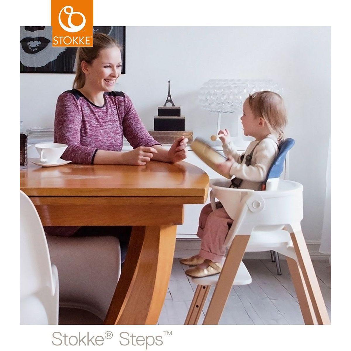 Chaise haute hêtre STEPS Stokke naturel-blanc