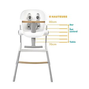 Chaise haute UPANDDOWN Beaba grey-white
