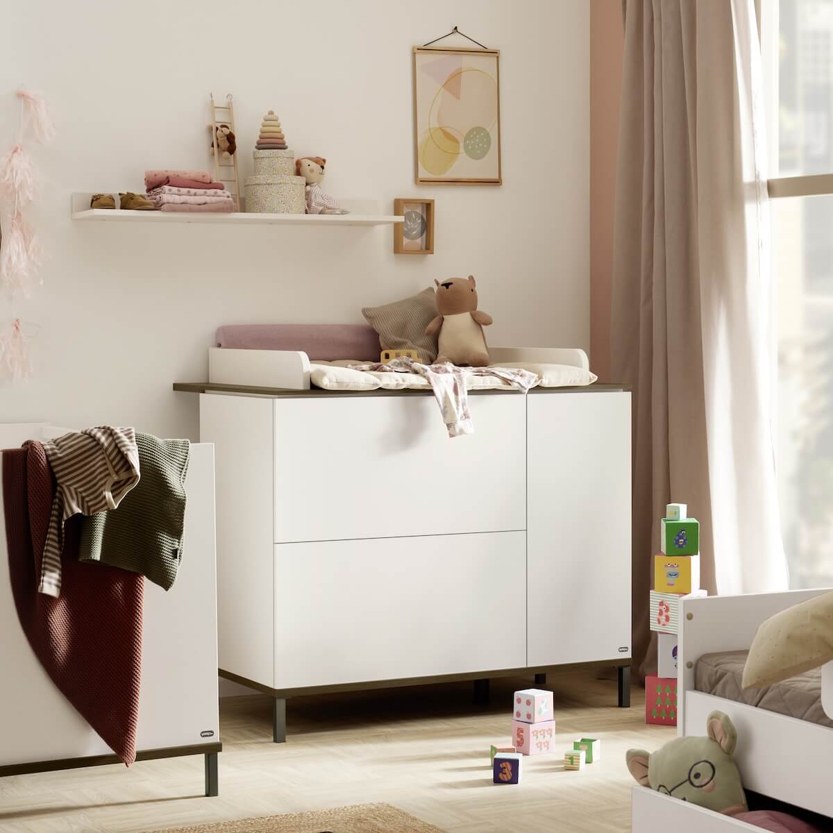 Chest of drawers 2D1D incl. changing board LOVELY ALIV Yuny by Paidi off-white dark-walnut