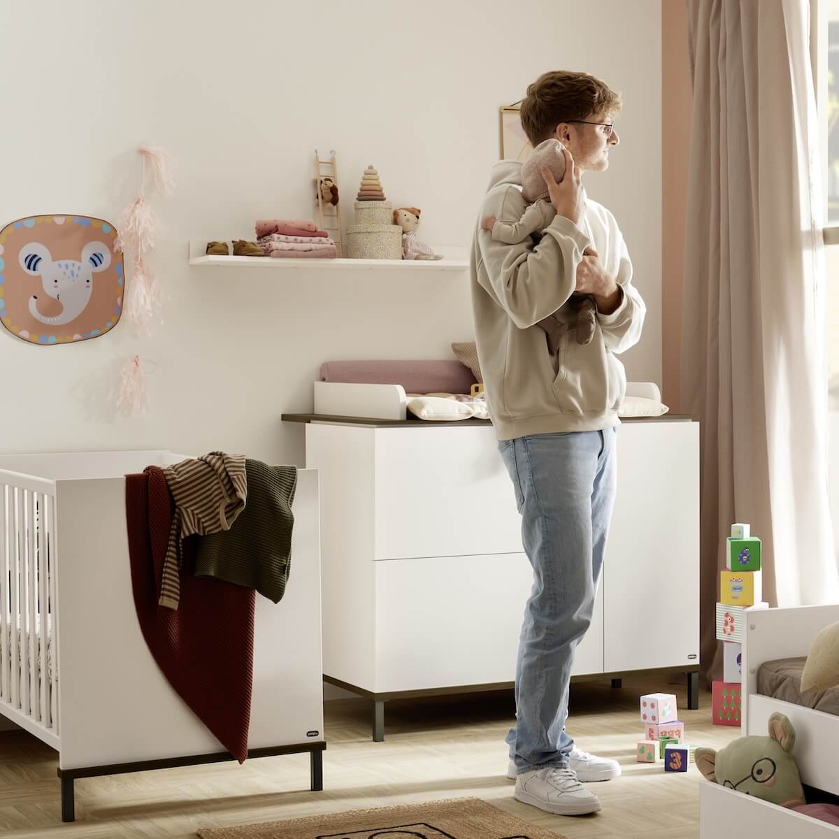 Chest of drawers 2D1D incl. changing board LOVELY ALIV Yuny by Paidi off-white dark-walnut