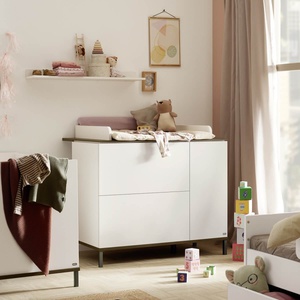 Chest of drawers 2D1D incl. changing board LOVELY ALIV Yuny by Paidi off-white dark-walnut