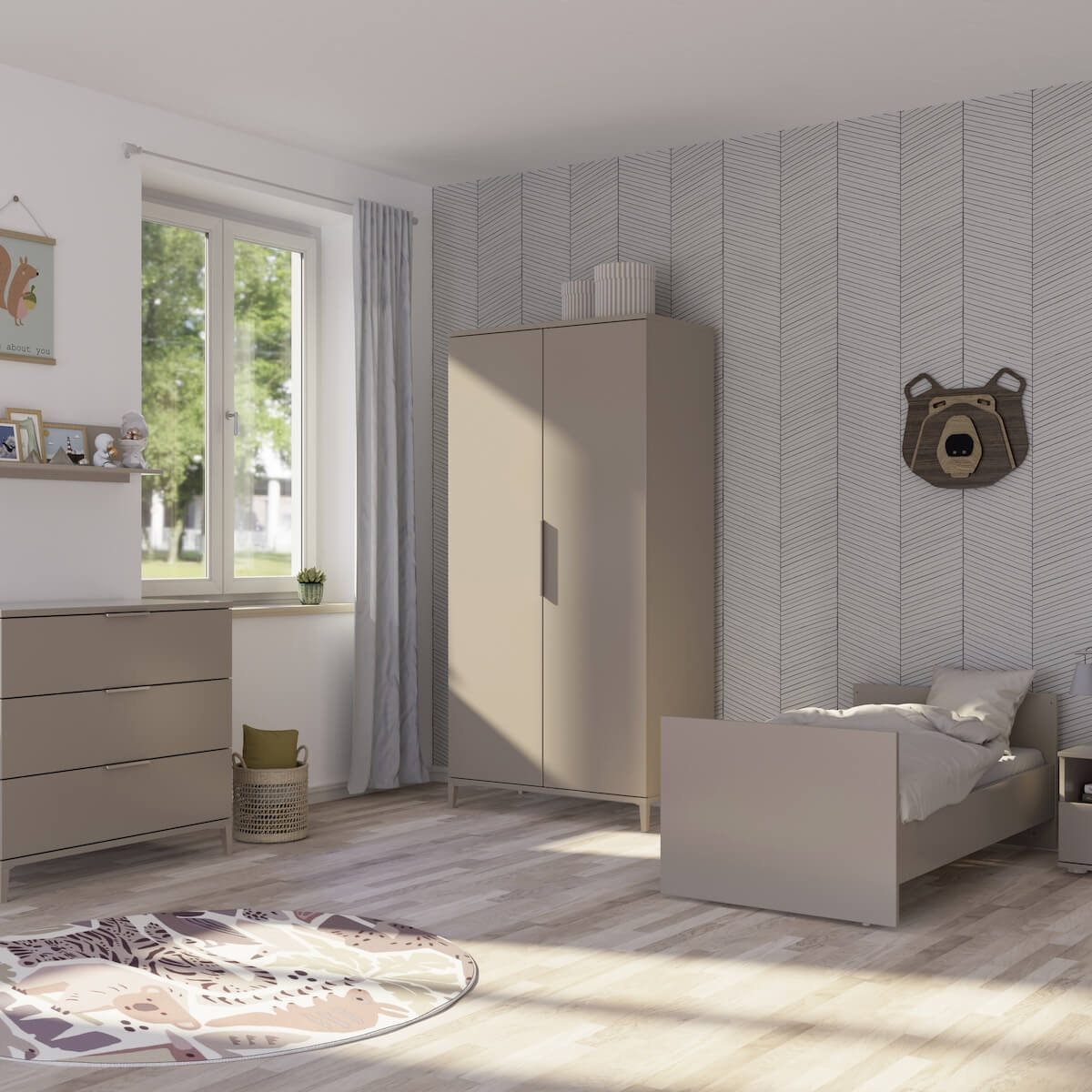 Chest of drawers 3D incl. changing board 94,7x87,9x52,4cm BROTHER STU Yuny by Paidi taupe