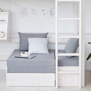 CLASSIC by Flexa Lit mezzanine 90X200 + échelle droite avec bureau Click-On et module de couchage casa (hors matelas)