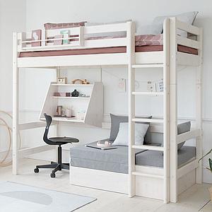 CLASSIC by Flexa Lit mezzanine 90X200 + échelle droite avec bureau Click-On et module de couchage casa (hors matelas)