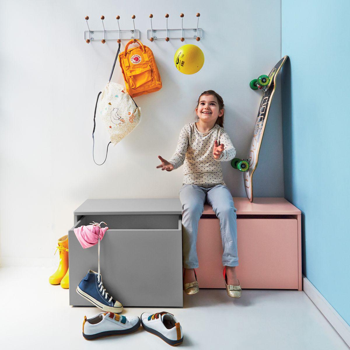 Coffre jouets enfant DOTS Flexa gris urban