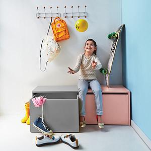 Coffre jouets enfant DOTS Flexa gris urban