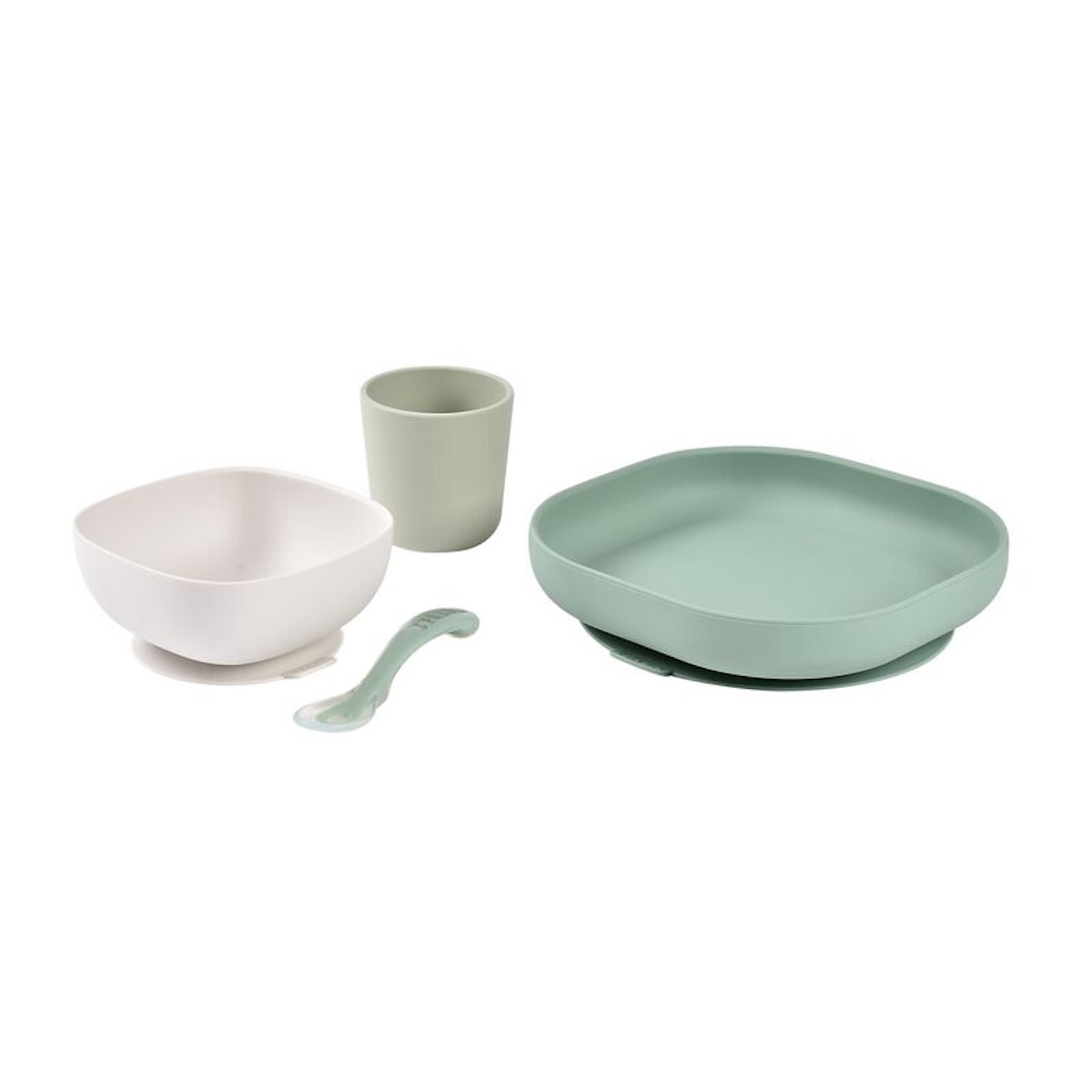 Coffret repas silicone 4 pièces Beaba sage green