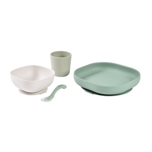 Coffret repas silicone 4 pièces Beaba sage green
