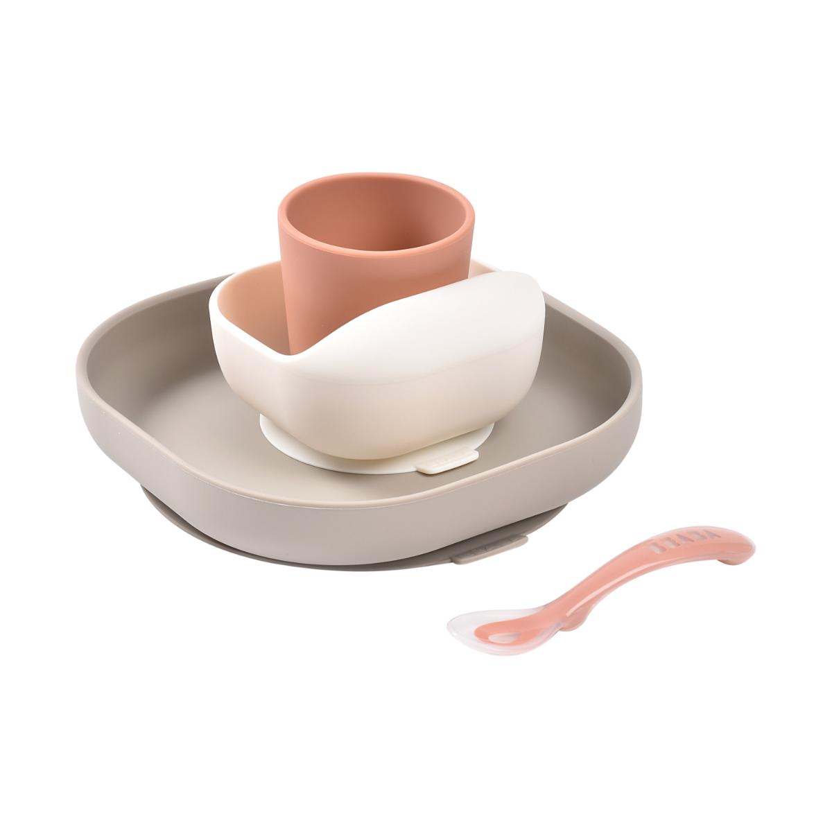 Coffret repas silicone 4 pièces Beaba Terracotta-Gazelle
