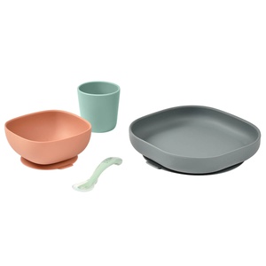 Coffret repas silicone Beaba mineral-vert-terracotta