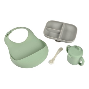 Coffret repas silicone LES ESSENTIELS Beaba grey-sage green