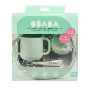 Coffret repas silicone LES ESSENTIELS Beaba grey-sage green