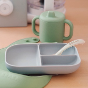 Coffret repas silicone LES ESSENTIELS Beaba grey-sage green