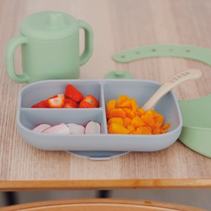 Coffret repas silicone LES ESSENTIELS Beaba grey-sage green