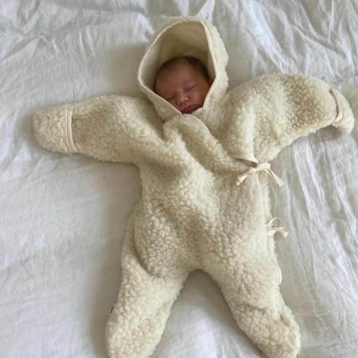 Combinaison douillette en laine mérinos 0-6m Binibamba milk