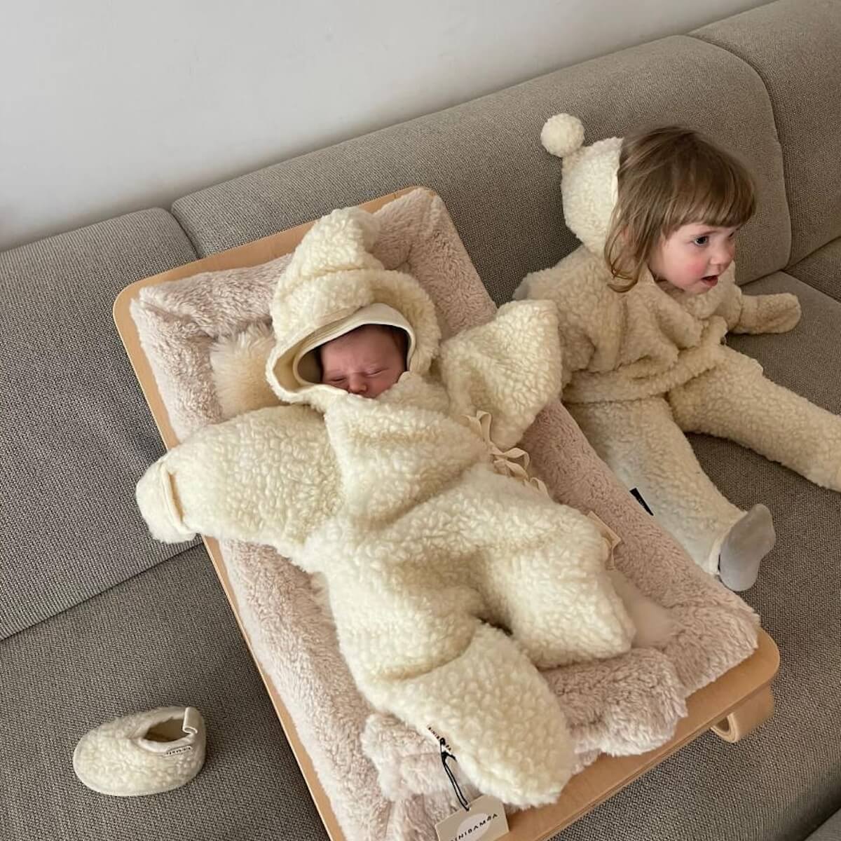 Combinaison douillette en laine mérinos 0-6m Binibamba milk