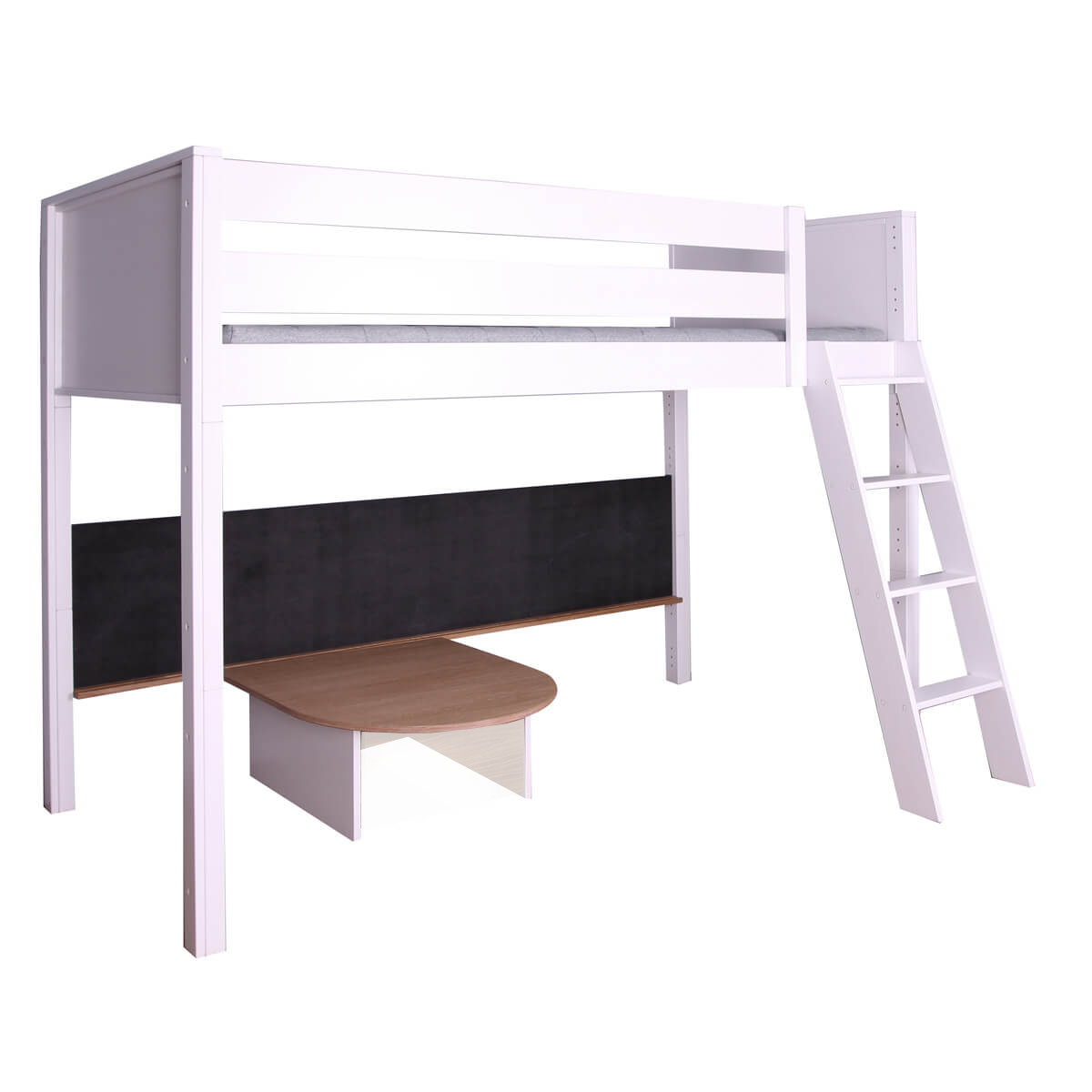 Combinaison lit mezzanine - grand tableau ardoise et table de jeux KASVA