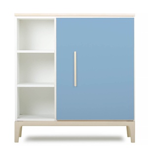 Commode 1 porte 3 niches NADO Curve finition frêne capri blue