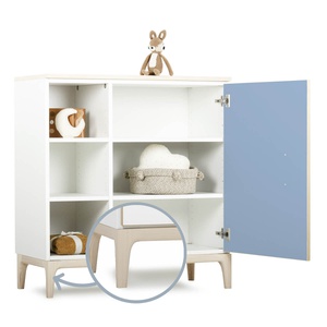 Commode 1 porte 3 niches NADO Curve finition frêne capri blue