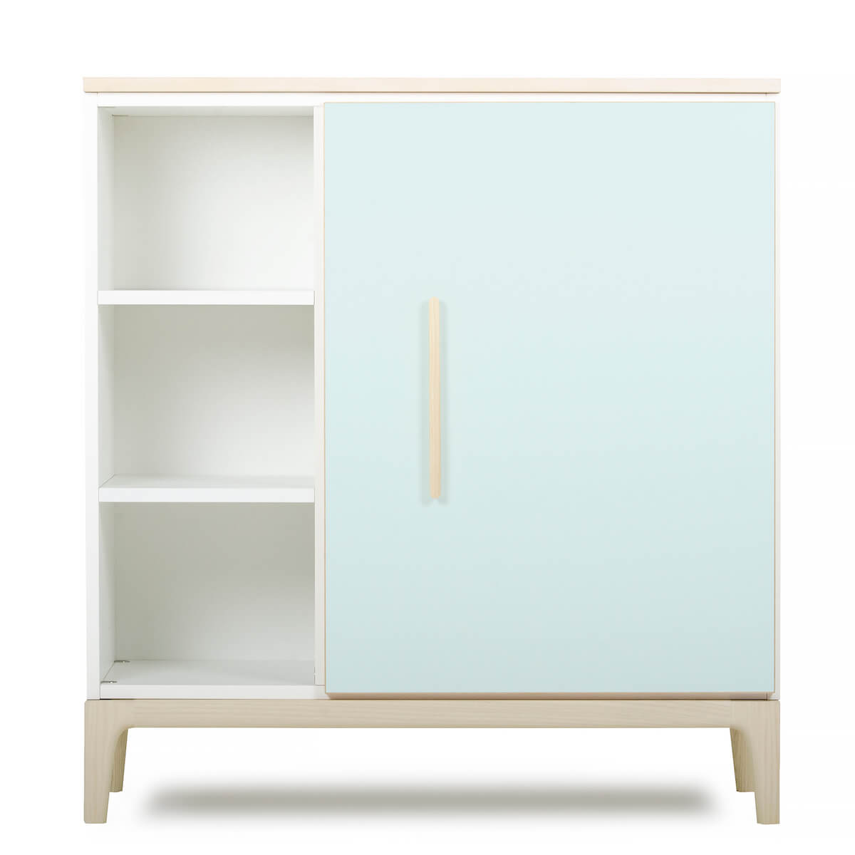 Commode 1 porte 3 niches NADO Curve finition frêne mint